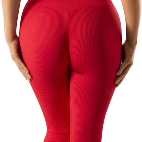 Ribbed Workout Sets for Women 2 Piece Backless Strappy Sports Bra Seamless Leggi - Picture 3 of 7